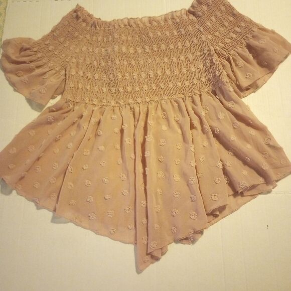 SHEIN blush on/off shoulder baby doll style cropped top - Picture 5 of 9